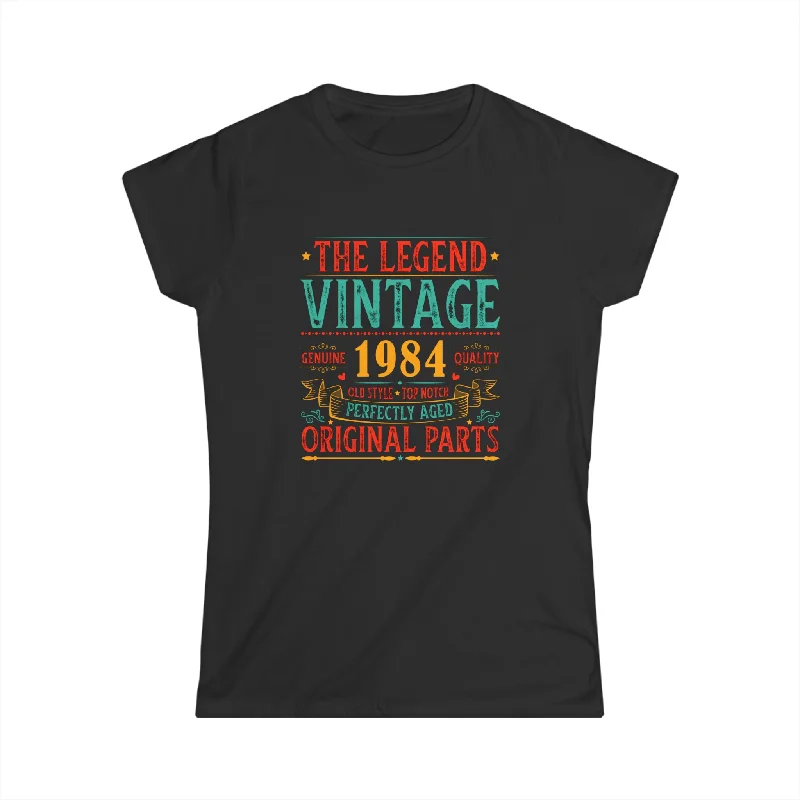 Vintage 1984 TShirt Women Limited Edition BDay 1984 Birthday Women Shirts V-Neck T-Shirt Long Sleeve Cotton