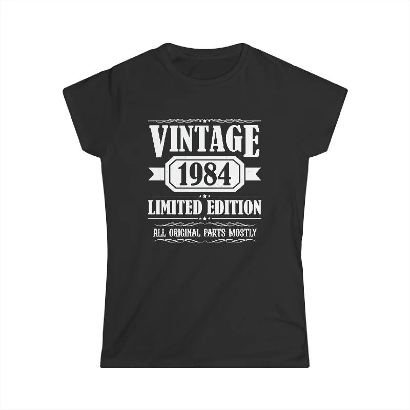 Vintage 1984 TShirt Women Limited Edition BDay 1984 Birthday Women Tops Terry Blend Velvet Blend Canvas Blend