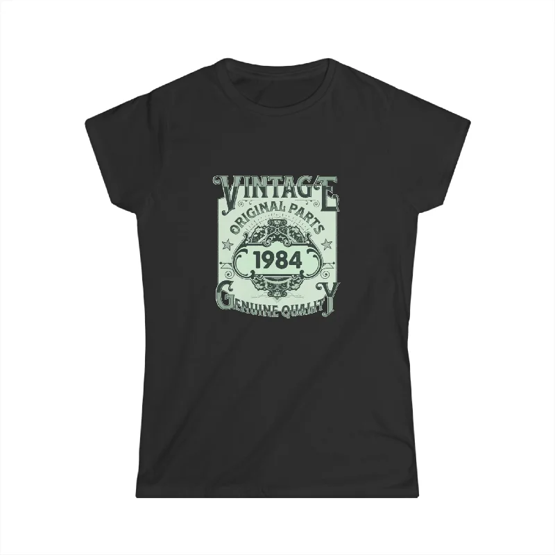 Vintage 1984 TShirt Women Limited Edition BDay 1984 Birthday Womens T Shirts Polka Dot Checkered Tartan