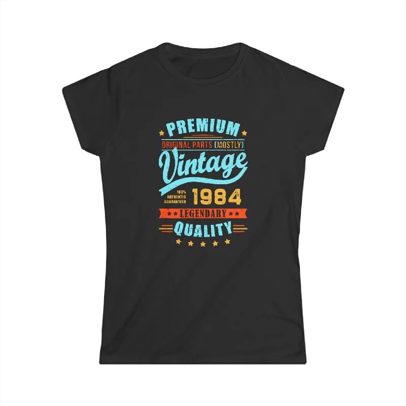 Vintage 1984 TShirt Women Limited Edition BDay 1984 Birthday Womens T Shirts Front Pockets Side Pockets Patch Pockets