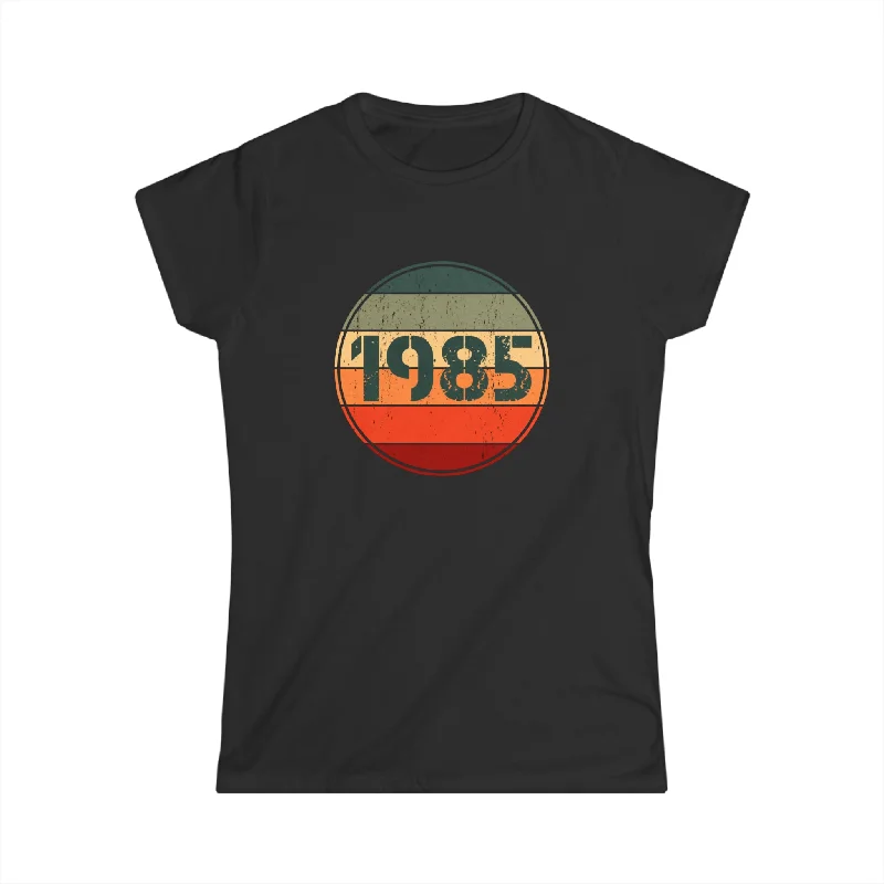 Vintage 1985 Birthday Shirts for Women Funny 1985 Birthday Shirts for Women Collared T-Shirt Boat Neck A-Line