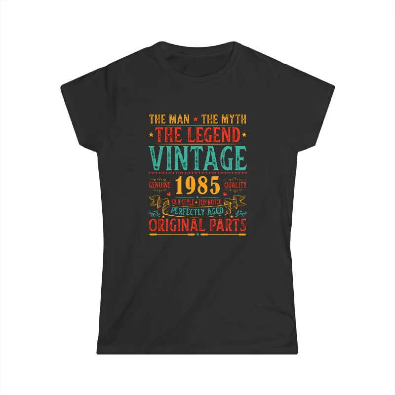 Vintage 1985 T Shirts for Women Retro Funny 1985 Birthday Shirts for Women Polka Dot Checkered Tartan