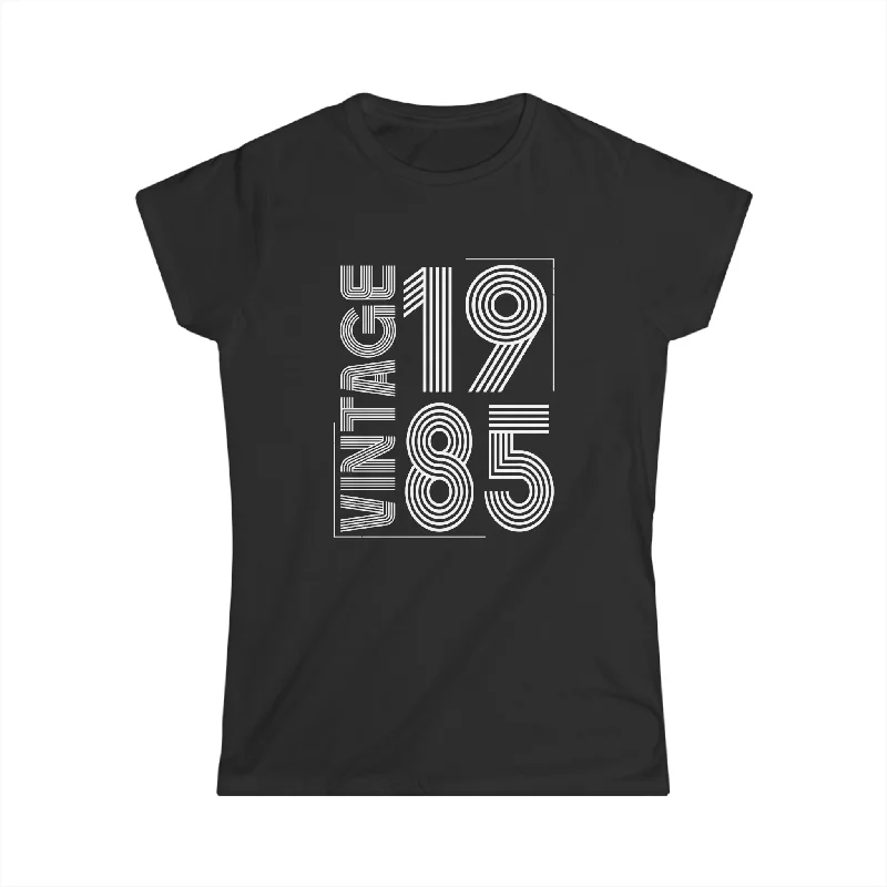 Vintage 1985 T Shirts for Women Retro Funny 1985 Birthday Womens Shirt Handmade Hand-knitted Hand-woven