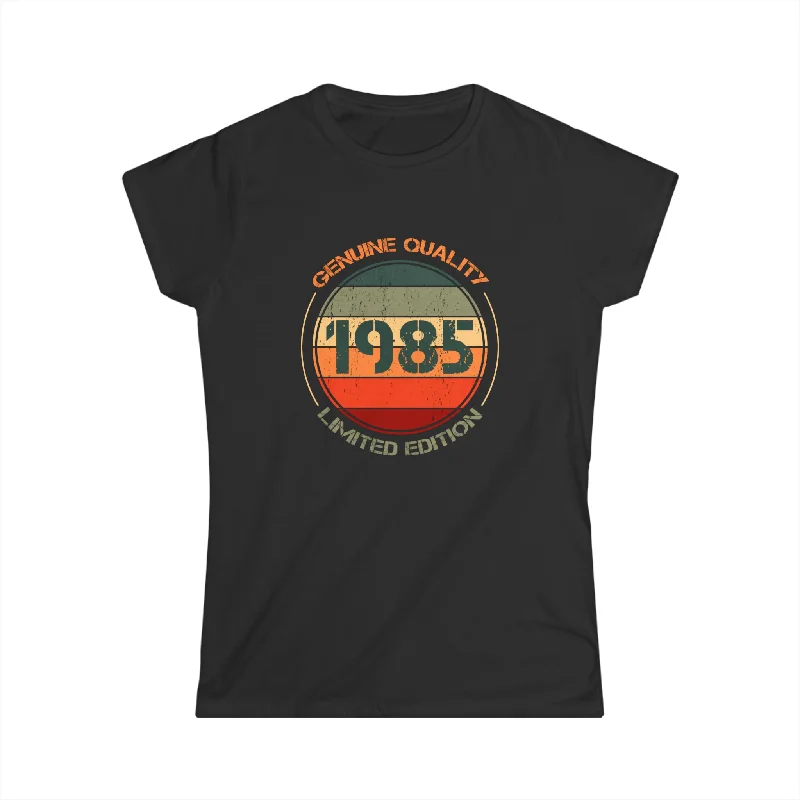 Vintage 1985 T Shirts for Women Retro Funny 1985 Birthday Womens Shirts Asymmetrical Pockets Print