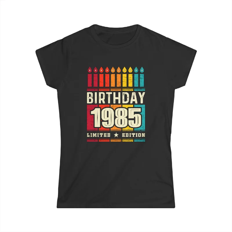 Vintage 1985 TShirt Women Limited Edition BDay 1985 Birthday Womens T Shirt Chenille Brocade Lace