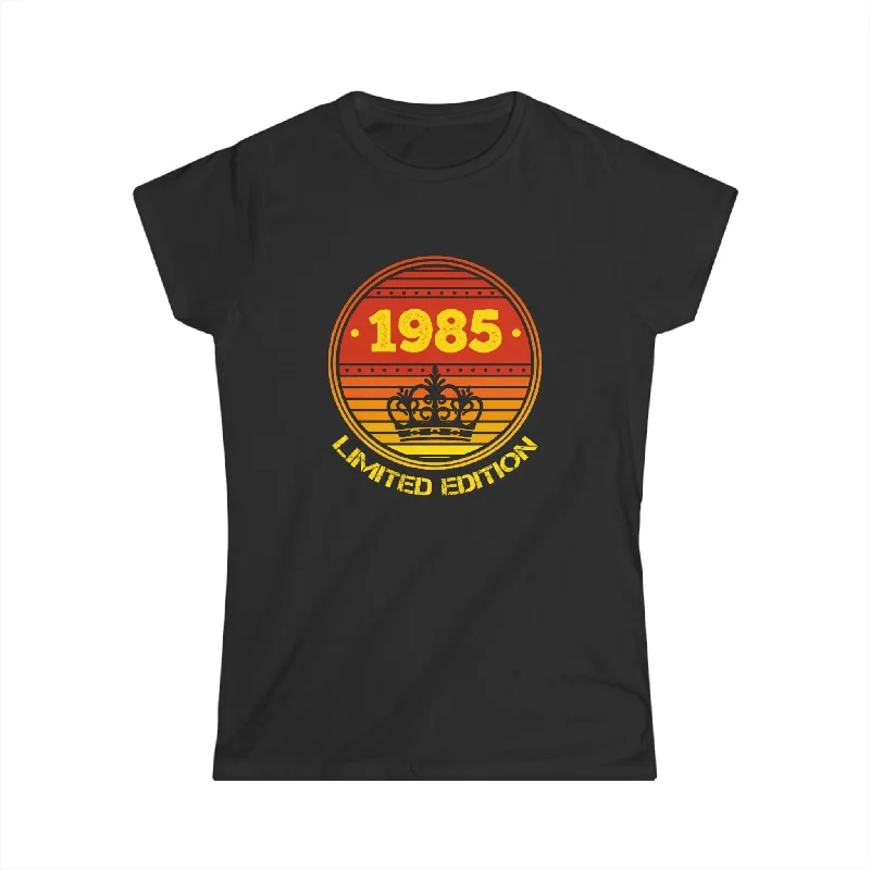 Vintage 1985 TShirt Women Limited Edition BDay 1985 Birthday Womens T Shirt Solid Color Striped Floral