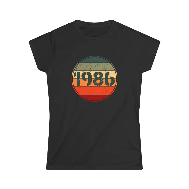 Vintage 1986 Birthday Shirts for Women Funny 1986 Birthday Womens Shirts Cotton Fabric Linen Fabric Terry Fabric