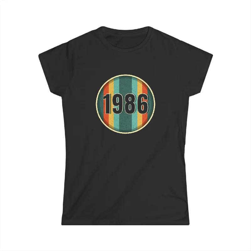 Vintage 1986 Birthday Shirts for Women Funny 1986 Birthday Womens T Shirt Solid Print Embellished