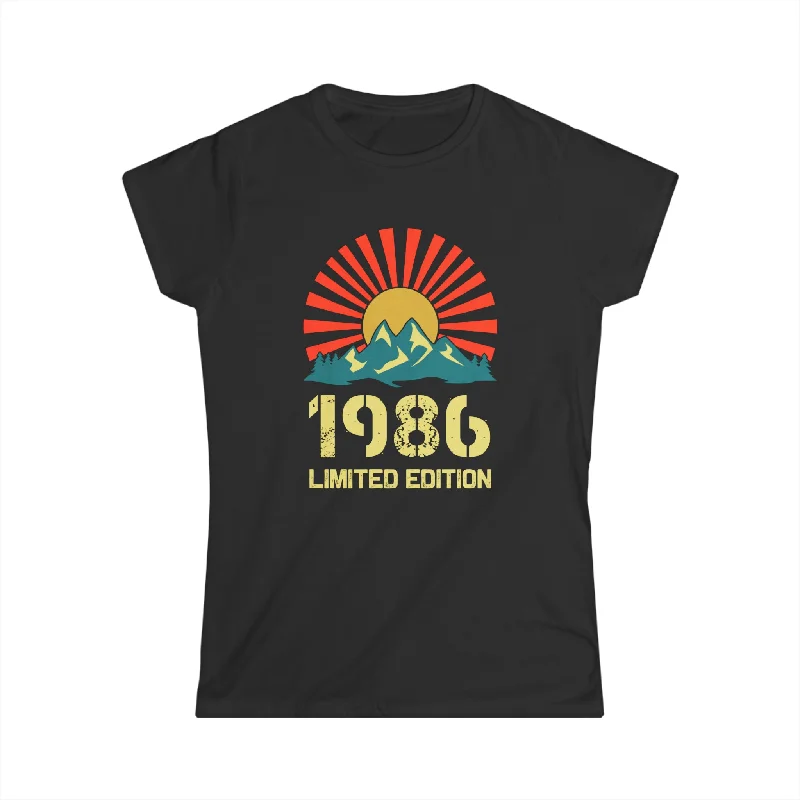 Vintage 1986 Limited Edition 1986 Birthday Shirts for Women Women Tops Rayon Fabric Velvet Fabric Corduroy Fabric