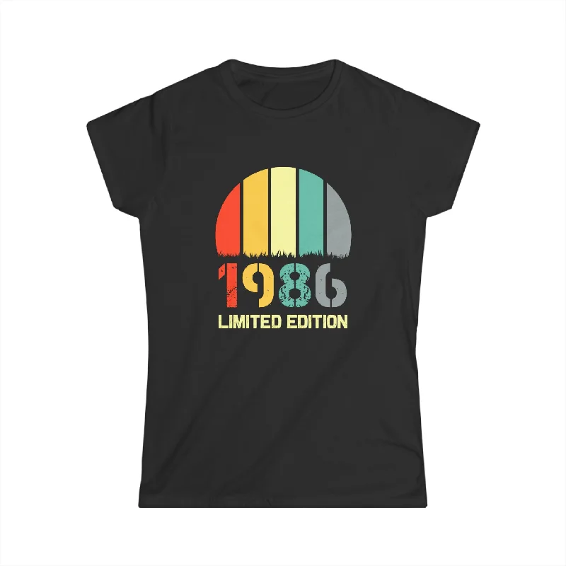 Vintage 1986 TShirt Women Limited Edition BDay 1986 Birthday Shirts for Women Jersey Fabric Tulle Fabric Batik Fabric