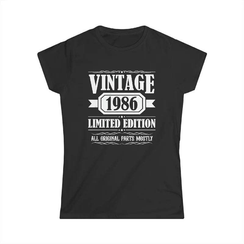 Vintage 1986 TShirt Women Limited Edition BDay 1986 Birthday Womens Shirt Zippered Front Buttoned Front Snap Front