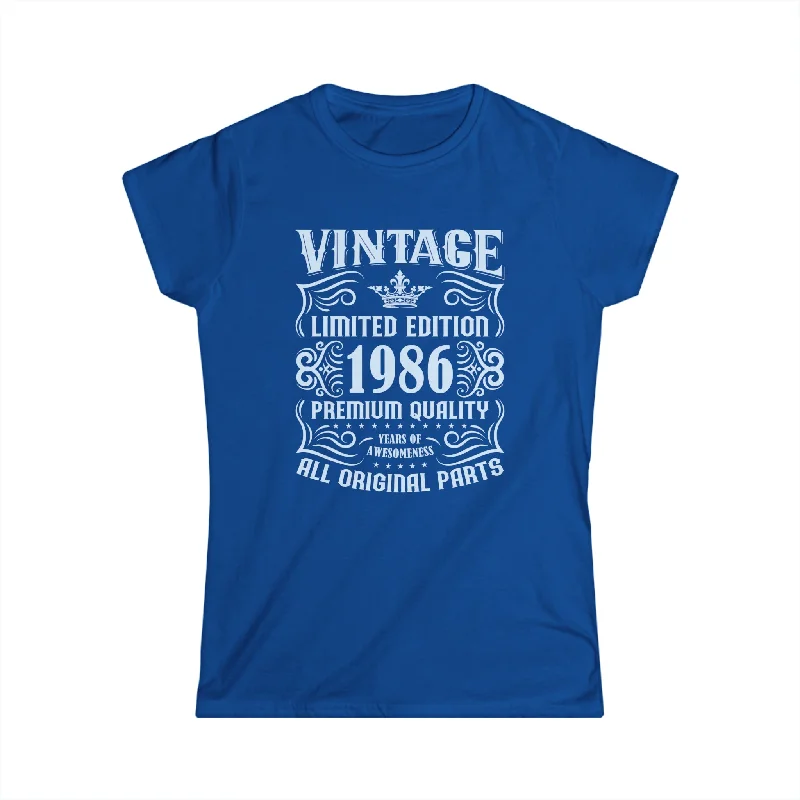 Vintage 1986 TShirt Women Limited Edition BDay 1986 Birthday Womens Shirts Hooded Caped Shawl Collar