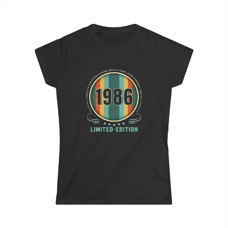 Vintage 1986 TShirt Women Limited Edition BDay 1986 Birthday Womens Shirts Spandex Blend Rayon Blend Denim Blend