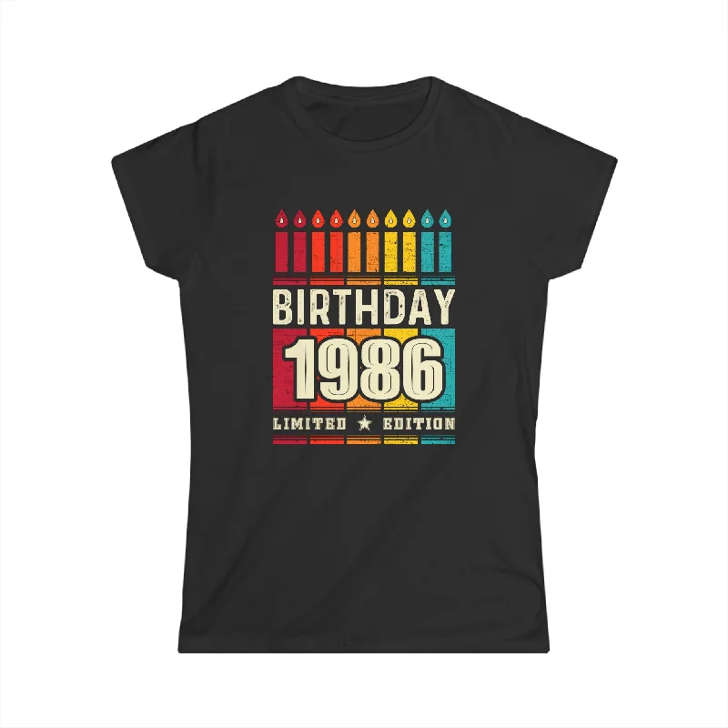 Vintage 1986 TShirt Women Limited Edition BDay 1986 Birthday Womens T Shirts Mesh Blend Leather Blend Suede Blend