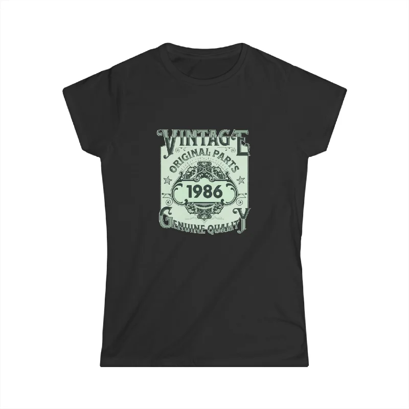 Vintage 1986 TShirt Women Limited Edition BDay 1986 Birthday Womens T Shirts Graphic T-Shirt Round Neck Polyester