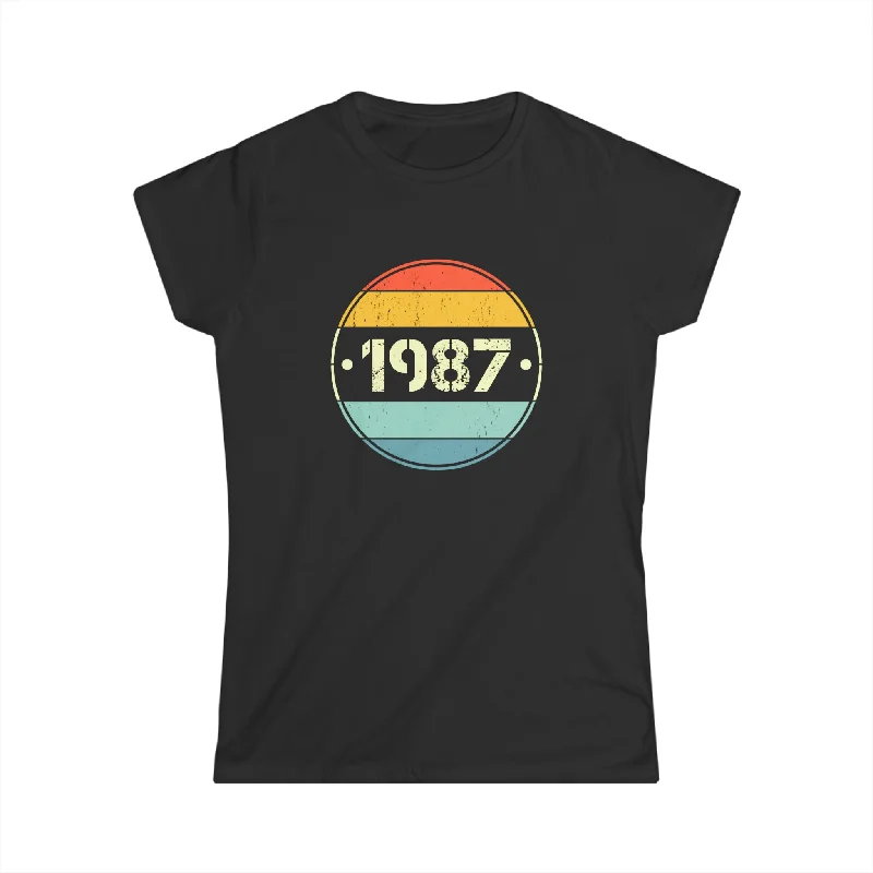 Vintage 1987 Birthday Shirts for Women Funny 1987 Birthday Women Shirts Graphic Embroidered Appliqued