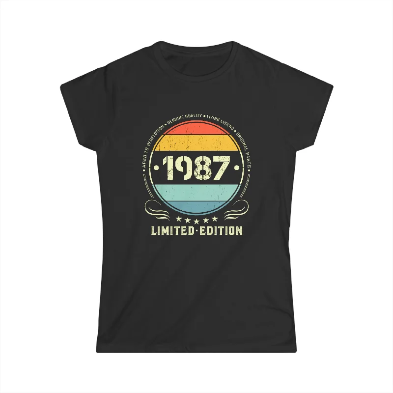 Vintage 1987 Limited Edition 1987 Birthday Shirts for Women Womens Shirt Fashionable Trendy Casual