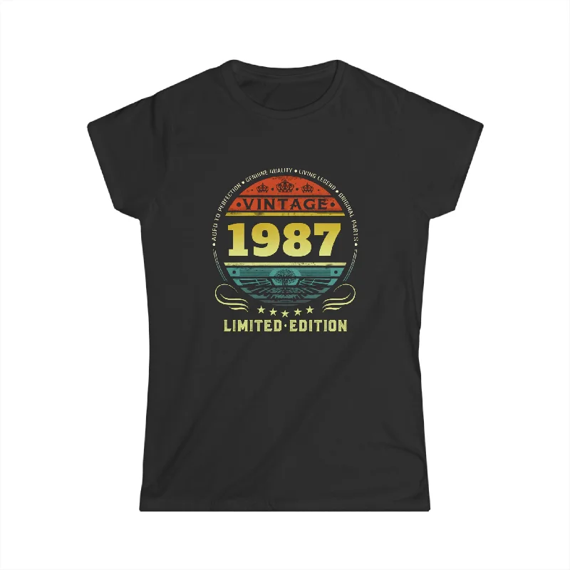 Vintage 1987 Limited Edition 1987 Birthday Shirts for Women Womens Shirts Machine Wash Dry Clean Hand Wash