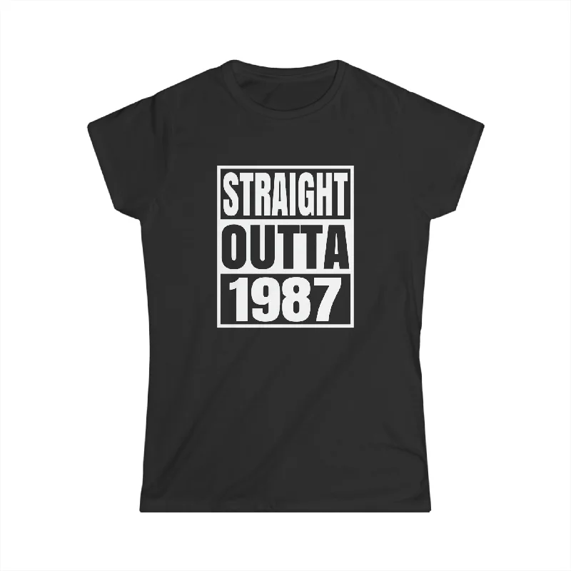 Vintage 1987 T Shirts for Women Retro Funny 1987 Birthday Shirts for Women Lace Blend Ribbed Blend Corduroy Blend