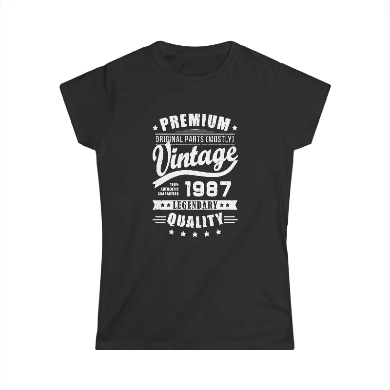 Vintage 1987 T Shirts for Women Retro Funny 1987 Birthday Womens Shirt Sequined Glittery Shiny