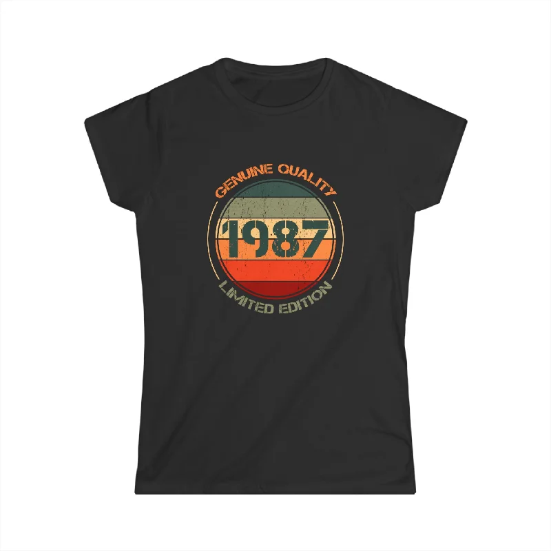 Vintage 1987 T Shirts for Women Retro Funny 1987 Birthday Womens T Shirt Rayon Velvet Corduroy