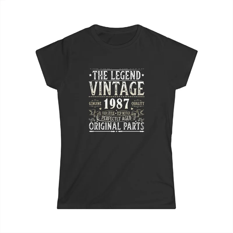 Vintage 1987 T Shirts for Women Retro Funny 1987 Birthday Womens T Shirts Solid Print Embellished