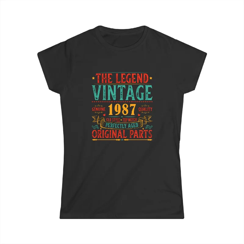 Vintage 1987 TShirt Women Limited Edition BDay 1987 Birthday Shirts for Women Mesh Fabric Canvas Fabric Denim Fabric