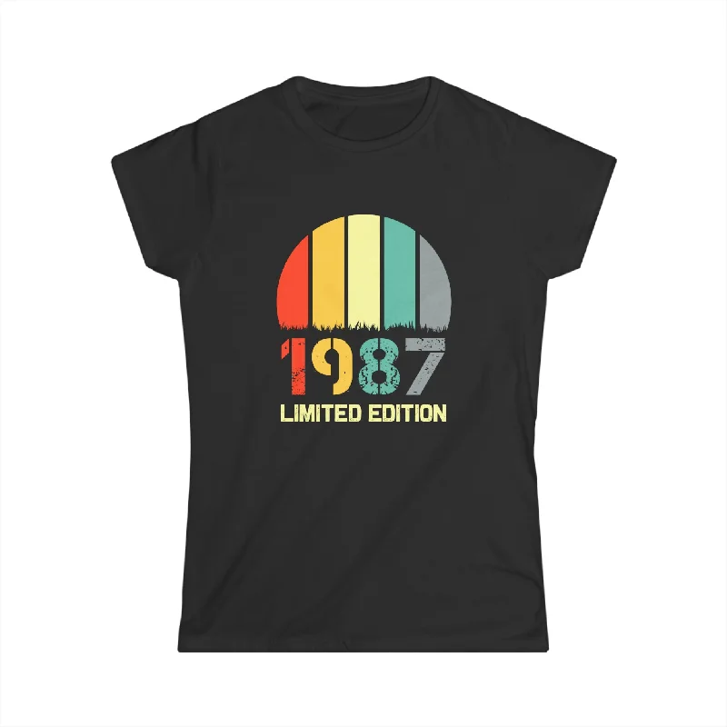 Vintage 1987 TShirt Women Limited Edition BDay 1987 Birthday Shirts for Women Handmade Hand-knitted Hand-woven