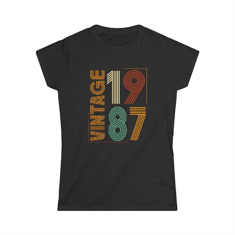 Vintage 1987 TShirt Women Limited Edition BDay 1987 Birthday Women Shirts Mesh Blend Leather Blend Suede Blend