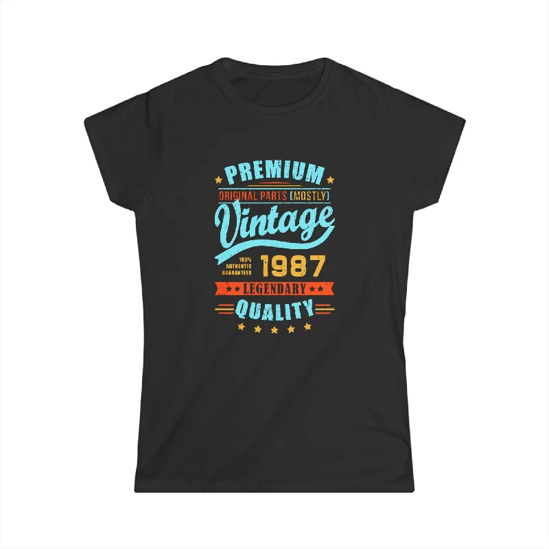 Vintage 1987 TShirt Women Limited Edition BDay 1987 Birthday Women Tops Nylon Fabric Polyester Fabric Spandex Fabric