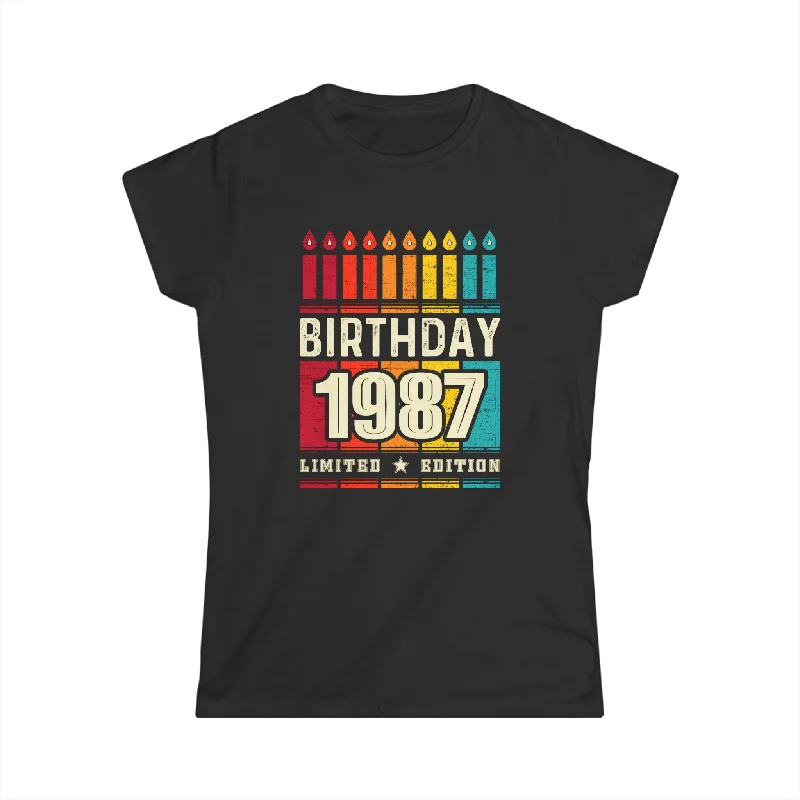 Vintage 1987 TShirt Women Limited Edition BDay 1987 Birthday Womens T Shirt Silk Blend Satin Velvet