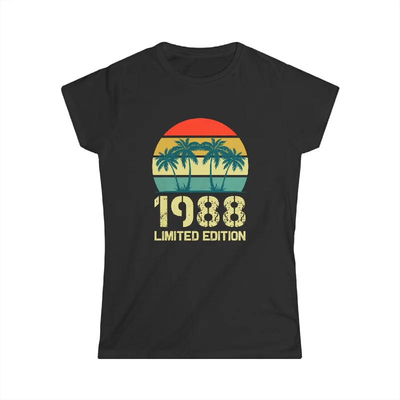 Vintage 1988 Birthday Shirts for Women Funny 1988 Birthday Womens Shirt Mesh Blend Leather Blend Suede Blend