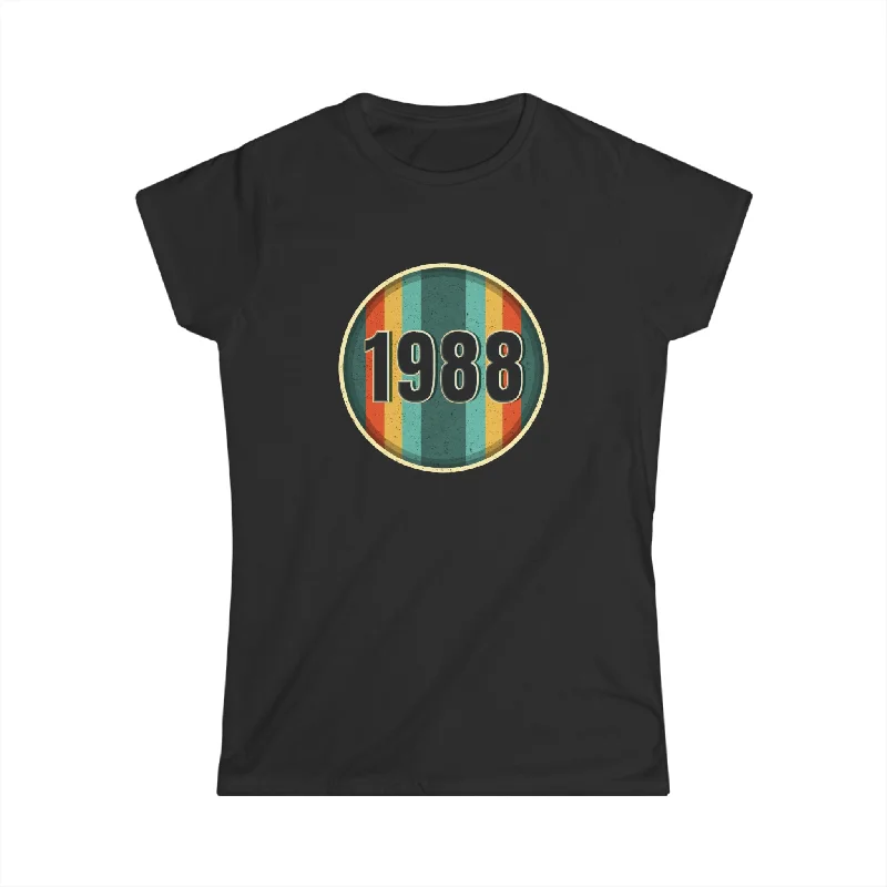 Vintage 1988 Birthday Shirts for Women Funny 1988 Birthday Womens T Shirt Houndstooth Herringbone Solid