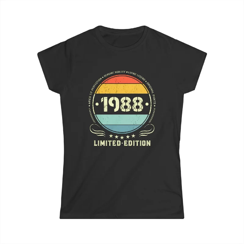 Vintage 1988 Limited Edition 1988 Birthday Shirts for Women Women Shirts Notch Collar Peter Pan Collar Cowl Neck