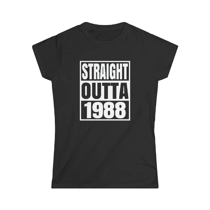 Vintage 1988 T Shirts for Women Retro Funny 1988 Birthday Shirts for Women Fitted T-Shirt Seamless Stretchy