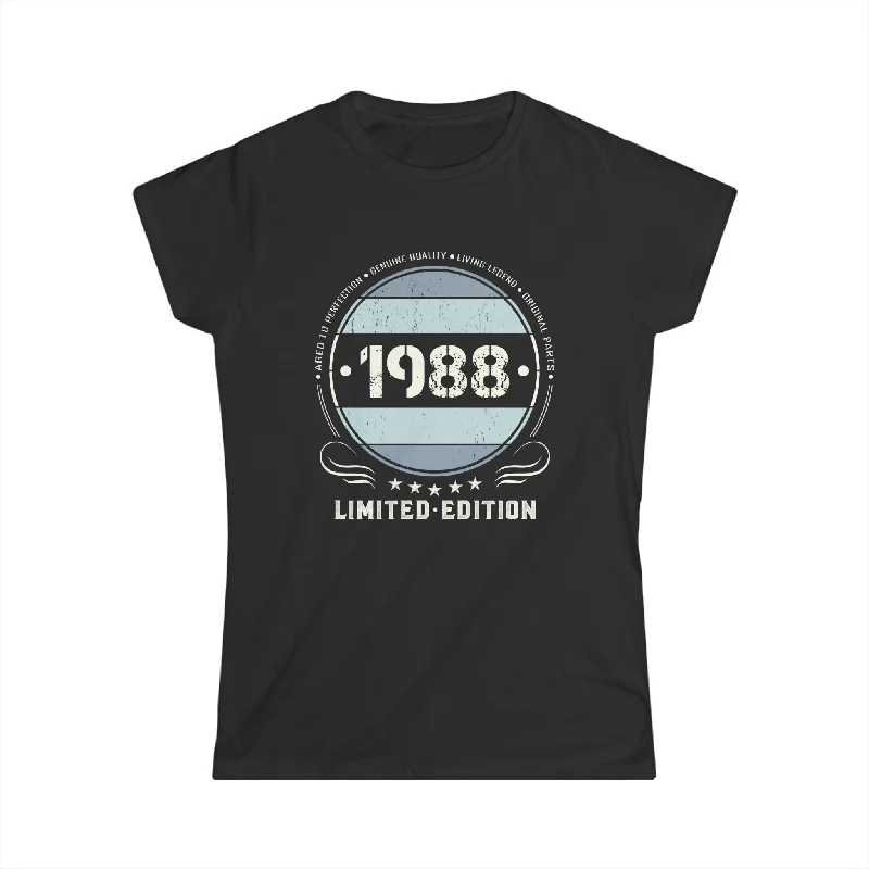 Vintage 1988 T Shirts for Women Retro Funny 1988 Birthday Shirts for Women Zippered Front Buttoned Front Snap Front