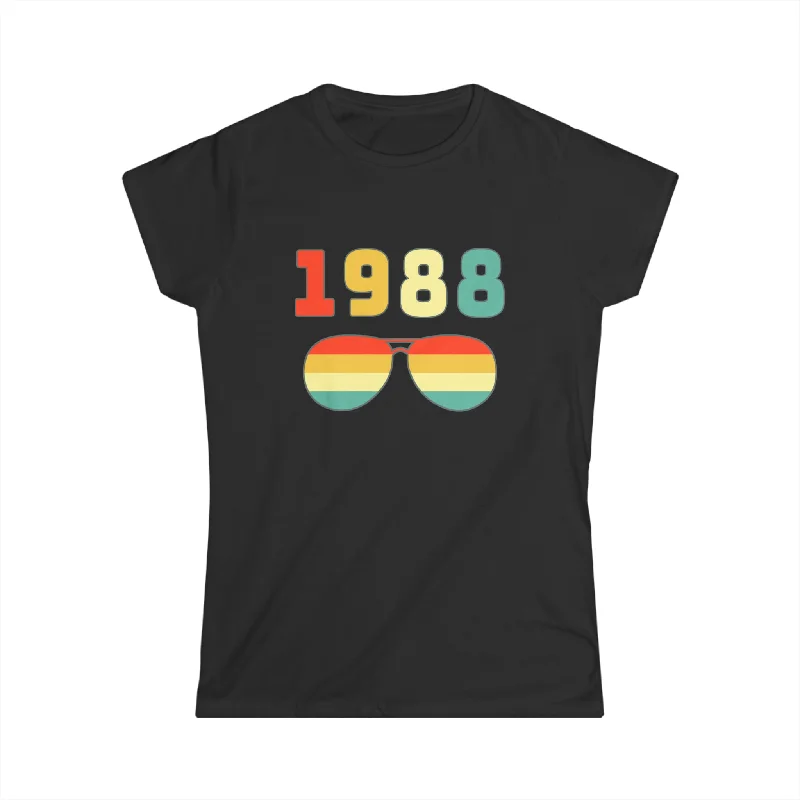 Vintage 1988 T Shirts for Women Retro Funny 1988 Birthday Women Shirts Lace Blend Ribbed Blend Corduroy Blend