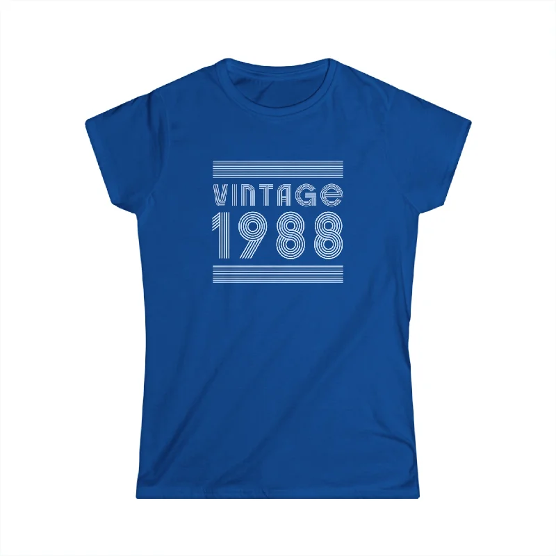 Vintage 1988 T Shirts for Women Retro Funny 1988 Birthday Women Tops Zippered Buttoned Snapped