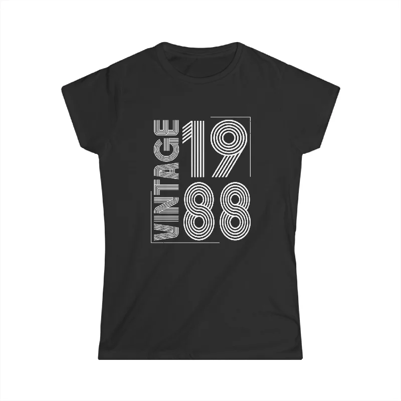 Vintage 1988 T Shirts for Women Retro Funny 1988 Birthday Womens Shirt Graphic T-Shirt Round Neck Polyester