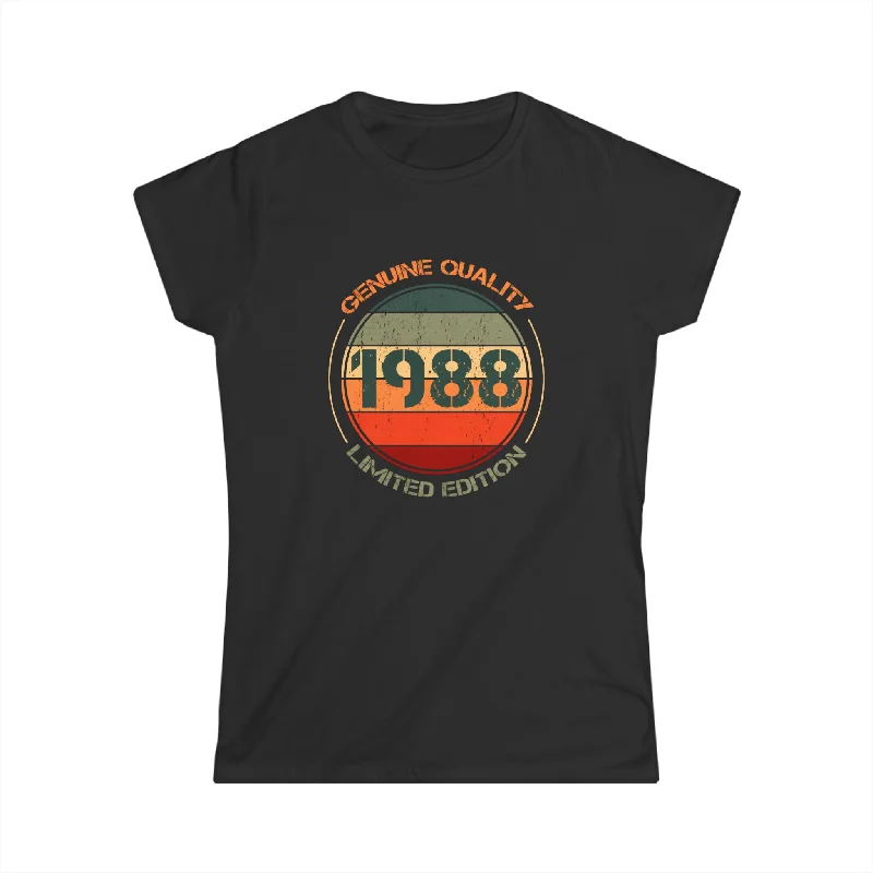 Vintage 1988 T Shirts for Women Retro Funny 1988 Birthday Womens T Shirt Chenille Blend Fleece Blend Nylon Blend