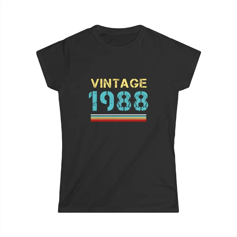 Vintage 1988 T Shirts for Women Retro Funny 1988 Birthday Womens T Shirts Anti-Pilling Machine Wash Handmade