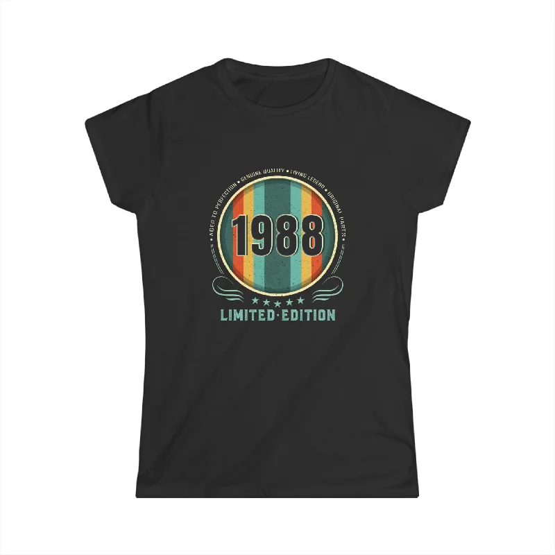 Vintage 1988 TShirt Women Limited Edition BDay 1988 Birthday Womens Shirts Front Pockets Side Pockets Patch Pockets