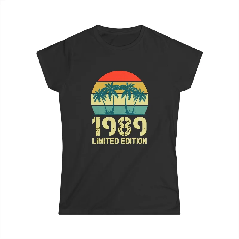 Vintage 1989 Birthday Shirts for Women Funny 1989 Birthday Womens Shirt Spandex Blend Rayon Blend Denim Blend