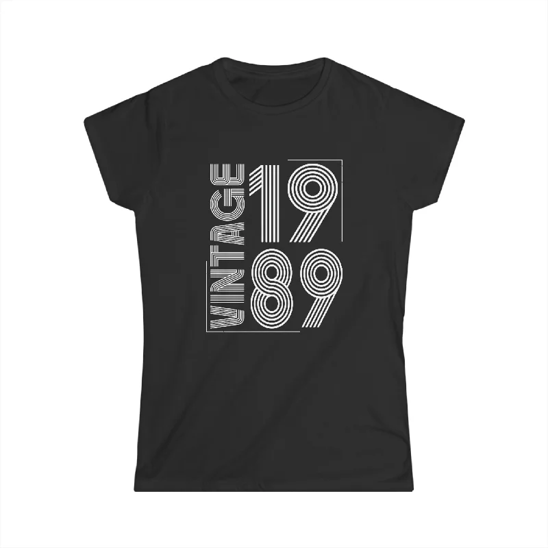 Vintage 1989 T Shirts for Women Retro Funny 1989 Birthday Shirts for Women Denim Fabric Leather Fabric Suede Fabric