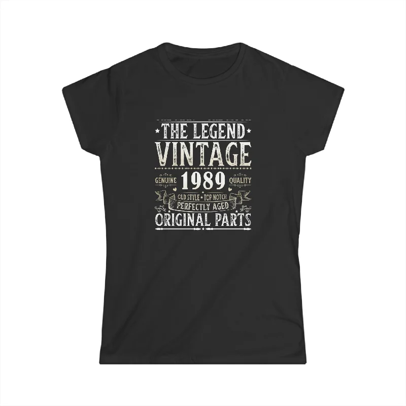 Vintage 1989 T Shirts for Women Retro Funny 1989 Birthday Women Tops Print Jacquard Patchwork