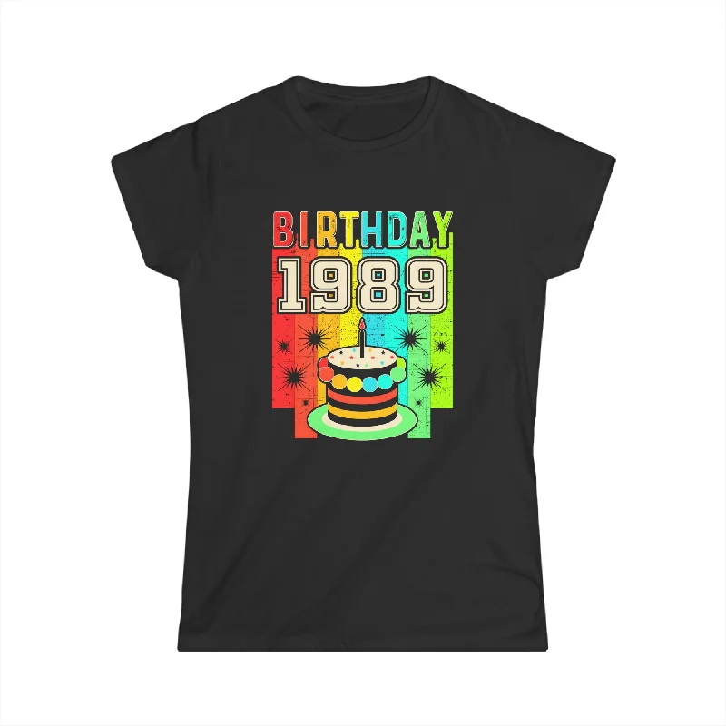 Vintage 1989 T Shirts for Women Retro Funny 1989 Birthday Women Tops Welt Pockets Slit Pockets Flap Pockets