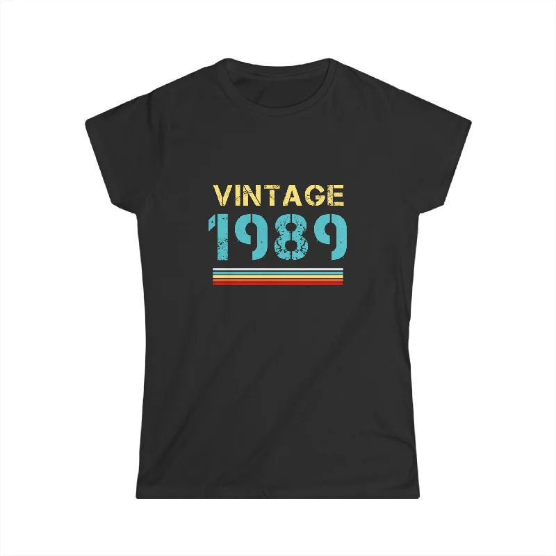 Vintage 1989 T Shirts for Women Retro Funny 1989 Birthday Womens T Shirts Cotton Fabric Linen Fabric Terry Fabric