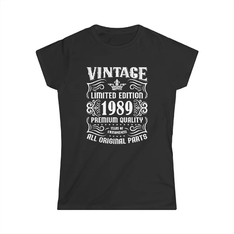 Vintage 1989 TShirt Women Limited Edition BDay 1989 Birthday Womens Shirts Chenille Fabric Brocade Fabric Lace Fabric